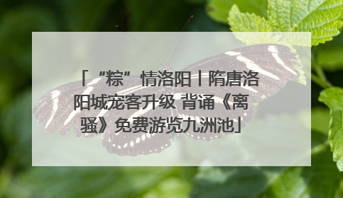 “粽”情洛阳丨隋唐洛阳城宠客升级 背诵《离骚》免费游览九洲池