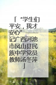 “学生们平安，我才安心”——记广西河池市凤山县民族中学党员教师汤冬萍