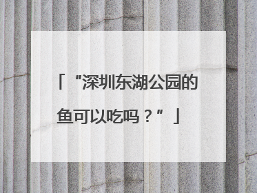 “深圳东湖公园的鱼可以吃吗？”