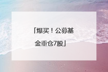 爆买！公募基金重仓7股
