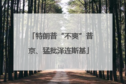 特朗普“不爽”普京、猛批泽连斯基
