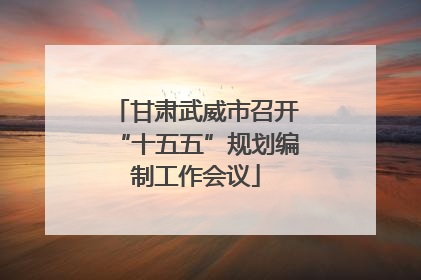甘肃武威市召开“十五五”规划编制工作会议