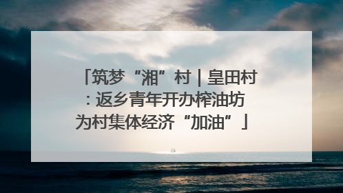 筑梦“湘”村｜皇田村：返乡青年开办榨油坊 为村集体经济“加油”