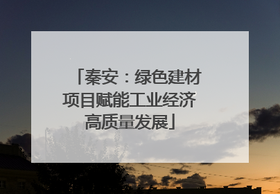 秦安：绿色建材项目赋能工业经济高质量发展