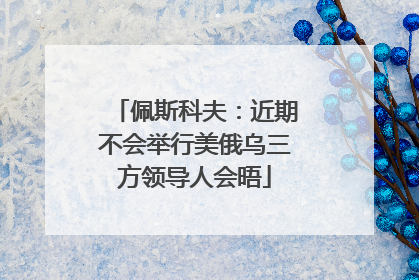 佩斯科夫：近期不会举行美俄乌三方领导人会晤