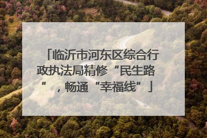 临沂市河东区综合行政执法局精修“民生路”，畅通“幸福线”