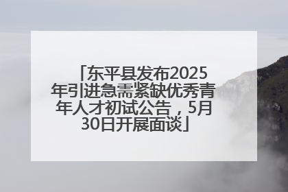 东平县发布2025年引进急需紧缺优秀青年人才初试公告，5月30日开展面谈