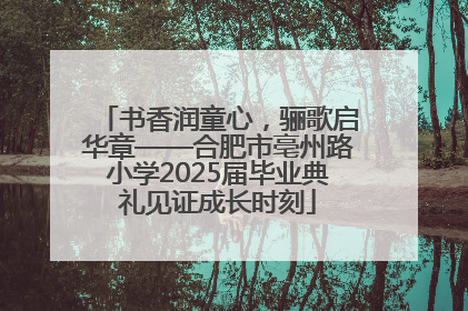 书香润童心，骊歌启华章——合肥市亳州路小学2025届毕业典礼见证成长时刻