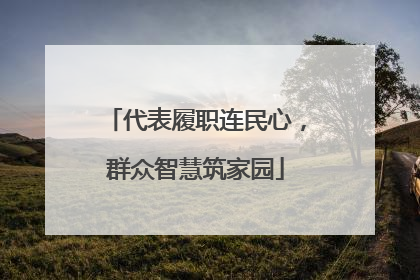 代表履职连民心，群众智慧筑家园
