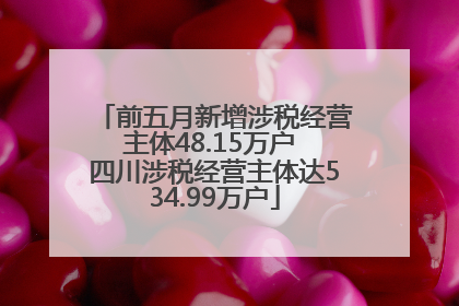 前五月新增涉税经营主体48.15万户 四川涉税经营主体达534.99万户