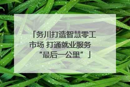 务川打造智慧零工市场 打通就业服务“最后一公里”