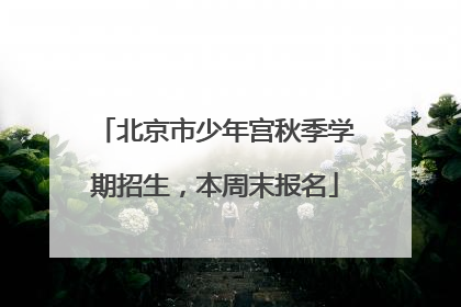 北京市少年宫秋季学期招生，本周末报名