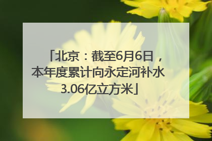 北京：截至6月6日，本年度累计向永定河补水3.06亿立方米