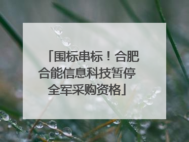 围标串标！合肥合能信息科技暂停全军采购资格