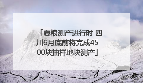 夏粮测产进行时 四川6月底前将完成4500块抽样地块测产