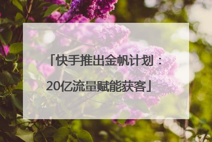 快手推出金帆计划：20亿流量赋能获客