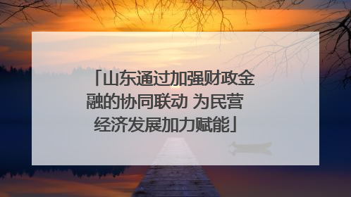 山东通过加强财政金融的协同联动 为民营经济发展加力赋能