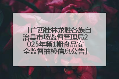 广西桂林龙胜各族自治县市场监督管理局2025年第1期食品安全监督抽检信息公告