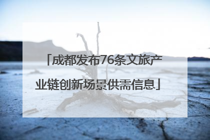 成都发布76条文旅产业链创新场景供需信息