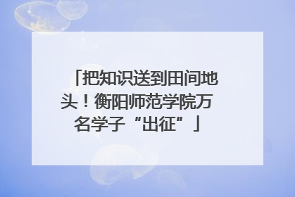 把知识送到田间地头！衡阳师范学院万名学子“出征”