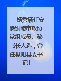 杨秀颀任安徽铜陵市政协党组成员、秘书长人选，曾任枞阳县委书记