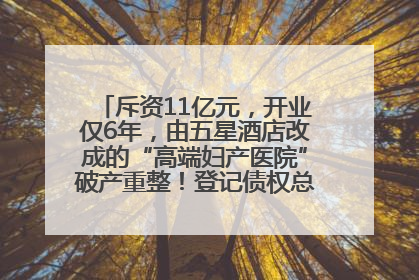 斥资11亿元，开业仅6年，由五星酒店改成的“高端妇产医院”破产重整！登记债权总额已超17亿元