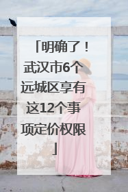 明确了！武汉市6个远城区享有这12个事项定价权限