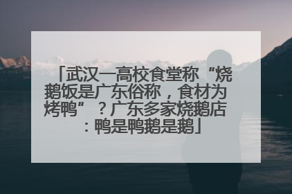 武汉一高校食堂称“烧鹅饭是广东俗称，食材为烤鸭”？广东多家烧鹅店：鸭是鸭鹅是鹅