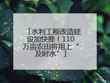 水利工程改造建设加快推！110万亩农田将用上“及时水”
