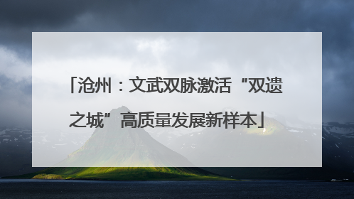 沧州：文武双脉激活“双遗之城”高质量发展新样本