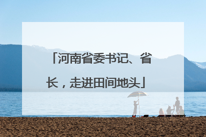 河南省委书记、省长，走进田间地头