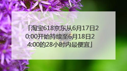 淘宝618京东从6月17日20:00开始持续至6月18日24:00的28小时内最便宜