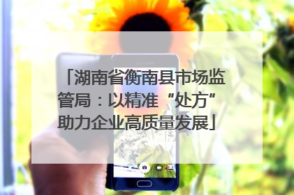 湖南省衡南县市场监管局：以精准“处方”助力企业高质量发展