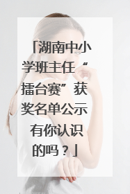 湖南中小学班主任“擂台赛”获奖名单公示 有你认识的吗？
