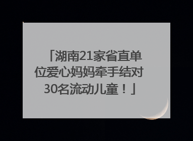 湖南21家省直单位爱心妈妈牵手结对30名流动儿童！