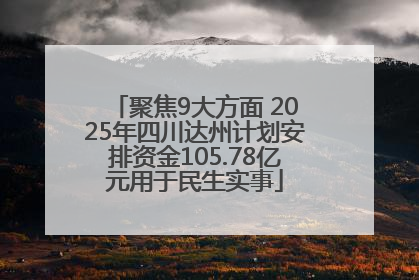 聚焦9大方面 2025年四川达州计划安排资金105.78亿元用于民生实事