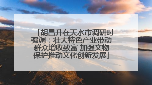 胡昌升在天水市调研时强调：壮大特色产业带动群众增收致富 加强文物保护推动文化创新发展