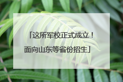 这所军校正式成立！面向山东等省份招生
