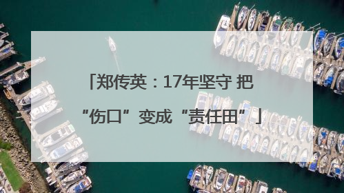 郑传英：17年坚守 把“伤口”变成“责任田”