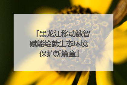 黑龙江移动数智赋能绘就生态环境保护新篇章