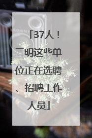 37人！三明这些单位正在选聘、招聘工作人员