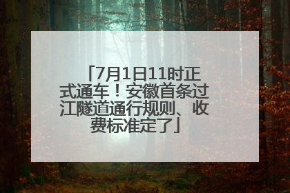 7月1日11时正式通车！安徽首条过江隧道通行规则、收费标准定了