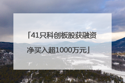 41只科创板股获融资净买入超1000万元
