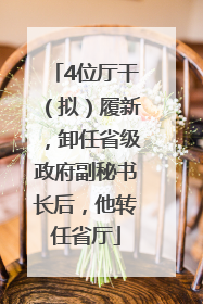 4位厅干（拟）履新，卸任省级政府副秘书长后，他转任省厅